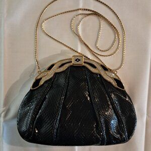 Vintage Finesse La Model Black Snakeskin Shoulder/Clutch Bag